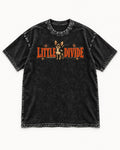 Chihuahua The Little Divide Retro Sign Graphic Washed Tee in Black, flat lay product photo