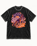 Take The Quiet Exit Psychedelic German Shepherd Dog Graphic Washed Tee in Black, flat lay product photo