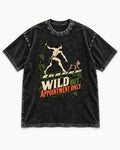 Yorkshire Terrier Wild but Appointment Only Jungle Calendar Graphic Washed Tee in Black, flat lay product photo