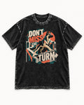 Dont Miss The Turn Escher Staircase German Shepherd Dog Graphic Washed Tee in Black, flat lay product photo