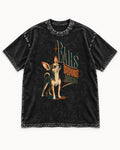 Chihuahua Ears Before Words Retro Typography Washed Tee in Black, flat lay product photo