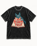 German Shepherd Dog I Was Reading That Open Book Graphic Washed Tee in Black, flat lay product photo