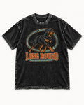 Rottweiler Long Round Circular Track Graphic Washed Tee in Black, flat lay product photo