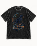 Night Has No Ceiling Boxer Cosmic Graphic Washed Tee in Black, flat lay product photo