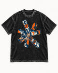 Yorkshire Terrier Cut the Order Radial Collage Graphic Washed Tee in Black, flat lay product photo
