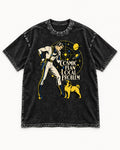 Pug Cosmic Plan Local Problem Astronaut Graphic Washed Tee in Black, flat lay product photo