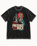Yorkshire Terrier All Presence No Bulk Geometric Portrait Graphic Washed Tee in Black, flat lay product photo