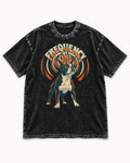 Frequency of One Boston Terrier Graphic Washed Tee in Black, flat lay product photo