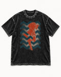 German Shorthaired Pointer Far Is a Feeling Chevron Graphic Washed Tee in Black, flat lay product photo