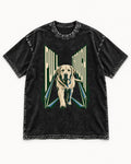 Labrador Retriever Pull Through Perspective Graphic Washed Tee in Black, flat lay product photo