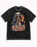 German Shorthaired Pointer You Have Been Selected For Better Ideas Uncle Sam Graphic Washed Tee in Black, flat lay product photo