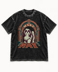 Shih Tzu Make Way Art Deco Arch Portrait Washed Tee in Black, flat lay product photo