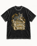 Far From the Madding Crowd Boston Terrier Washed Tee in Black, flat lay product photo