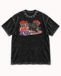 Shih Tzu Go Where the Light Bends Cosmic Orbit Graphic Washed Tee in Black, flat lay product photo