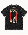 English Bulldog Not Yet Doorway Graphic Washed Tee in Black, flat lay product photo