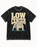 English Bulldog Low Center Stance Graphic Washed Tee in Black, flat lay product photo