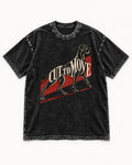 Great Dane Cut to Move Walking Typography Graphic Washed Tee in Black, flat lay product photo