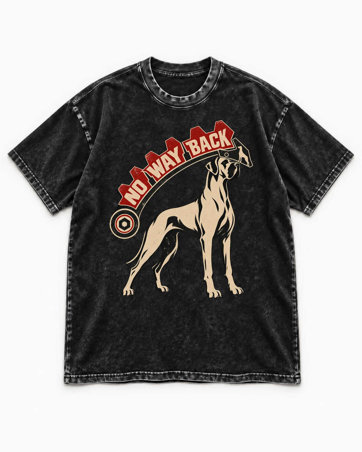 Great Dane No Way Back Arrow Graphic Washed Tee in Black, flat lay product photo