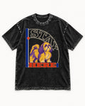 Shih Tzu Stay Here Semicircle Sign Graphic Washed Tee in Black, flat lay product photo