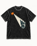 Pug Let Light In Camera Obscura Graphic Washed Tee in Black, flat lay product photo