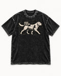 Labrador Retriever Weight of Nothing Fragmented Tile Graphic Washed Tee in Black, flat lay product photo