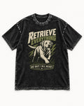 Labrador Retriever Retrieve Everything No Quit All Heart Running Graphic Washed Tee in Black, flat lay product photo