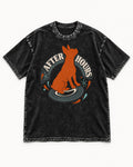 After Hours Boston Terrier Record Graphic Washed Tee in Black, flat lay product photo