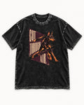 Doberman Cut Through Air Graphic Washed Tee in Black, flat lay product photo