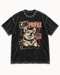 Corgi Low Profile Corgi Club Punk Collage Graphic Washed Tee in Black, flat lay product photo