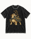 English Bulldog Change Keeper Coin Scarf Graphic Washed Tee in Black, flat lay product photo
