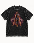 Doberman Unfold Yourself Geometric Portrait Graphic Washed Tee in Black, flat lay product photo