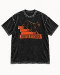 Doberman Uneven by Choice Stair Graphic Washed Tee in Black, flat lay product photo