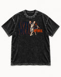 Chihuahua Size Is Optional Starburst Graphic Washed Tee in Black, flat lay product photo