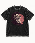 Golden Retriever A Quieter Kind Ink Wash Portrait Graphic Washed Tee in Black, flat lay product photo