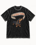 Dachshund ng After Today Set Ribbon Graphic Washed Tee in Black, flat lay product photo
