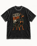 Doberman Never Blend In Brush Graphic Washed Tee in Black, flat lay product photo