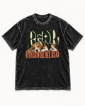 Beagle Read Otherwise We Read Retro Graphic Washed Tee in Black, flat lay product photo