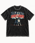 Hold Fast Stay Light Boxer Cloud Graphic Washed Tee in Black, flat lay product photo