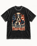 You Have Been Selected for Better Ideas Boston Terrier Washed Tee in Black, flat lay product photo