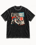 Frenchie Better Out of Line Running Graphic Washed Tee in Black, flat lay product photo