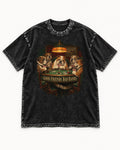 English Bulldog Good Friends Bad Hands Poker Graphic Washed Tee in Black, flat lay product photo