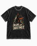 Doberman Run on Instinct Brush Slash Graphic Washed Tee in Black, flat lay product photo