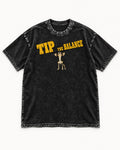 Chihuahua Tip the Balance Beam Graphic Washed Tee in Black, flat lay product photo