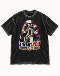 Great Dane I Want You to Bring Better Energy Uncle Sam Graphic Washed Tee in Black, flat lay product photo