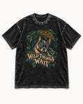Boston Terrier Wild Things Wait Washed Tee in Black, flat lay product photo