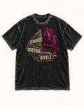 Rottweiler Stronger Together Still Foundation Stone Graphic Washed Tee in Black, flat lay product photo