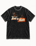 Dachshund Keep The Middle Block Bridge Graphic Washed Tee in Black, flat lay product photo