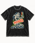 Keep Wonder Low to the Ground English Bulldog Graphic Washed Tee in Black, flat lay product photo