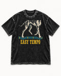 Great Dane Easy Tempo Elastic Band Legs Graphic Washed Tee in Black, flat lay product photo