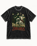 Husky Deduction Runs on Drama Detective Graphic Washed Tee in Black, flat lay product photo